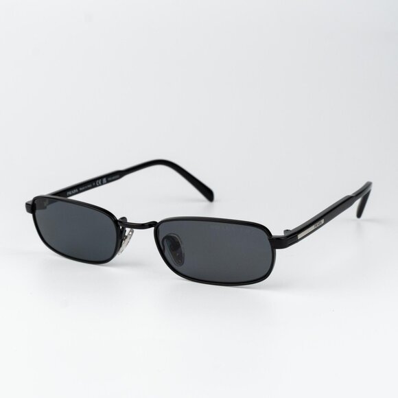 Prada Women Sunglasses Black Polarized Rectangle PRB54S 1AB5Z1 NEW AUTHENTIC - Picture 1 of 12